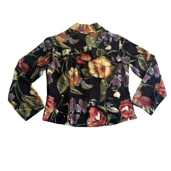 Gaudy Couture Womens Fall Autumn Floral  Sequin Denim Jacket Cotton Size Med - Picture 11 of 11